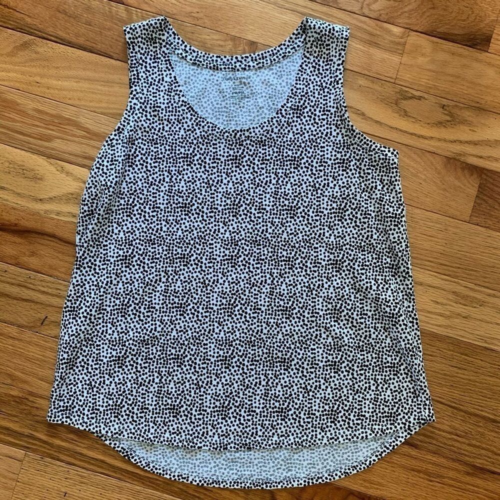 Lord & Taylor White Black Polka Dot Women’s Tank Top Medium Petite